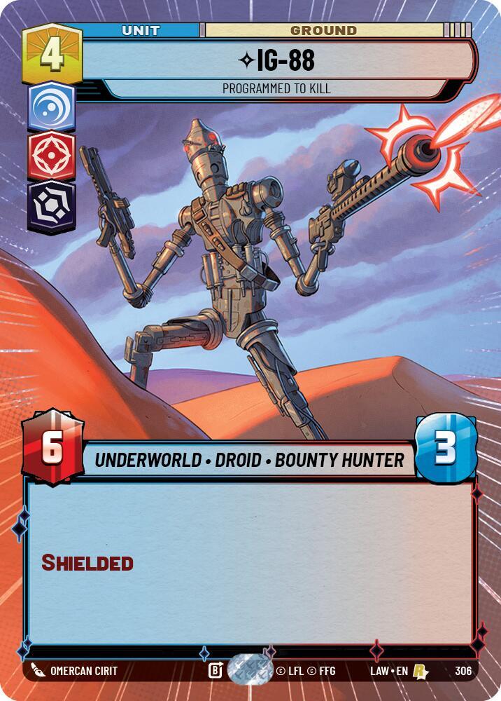 Star Wars: Unlimited A Lawless Time IG-88 - Programmed to Kill (Hyperspace) 306 Rare Near Mint
