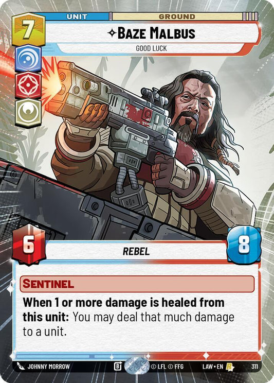 Star Wars: Unlimited A Lawless Time Baze Malbus - Good Luck (Hyperspace) 311 Rare Near Mint