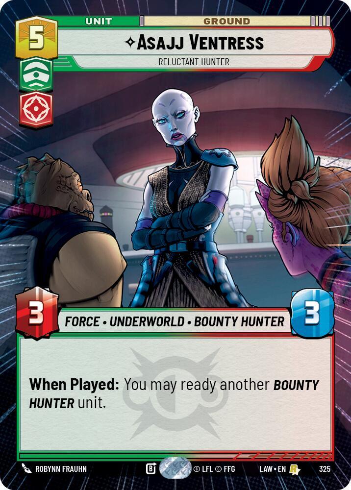 Star Wars: Unlimited A Lawless Time Asajj Ventress - Reluctant Hunter (Hyperspace) 325 Rare Near Mint
