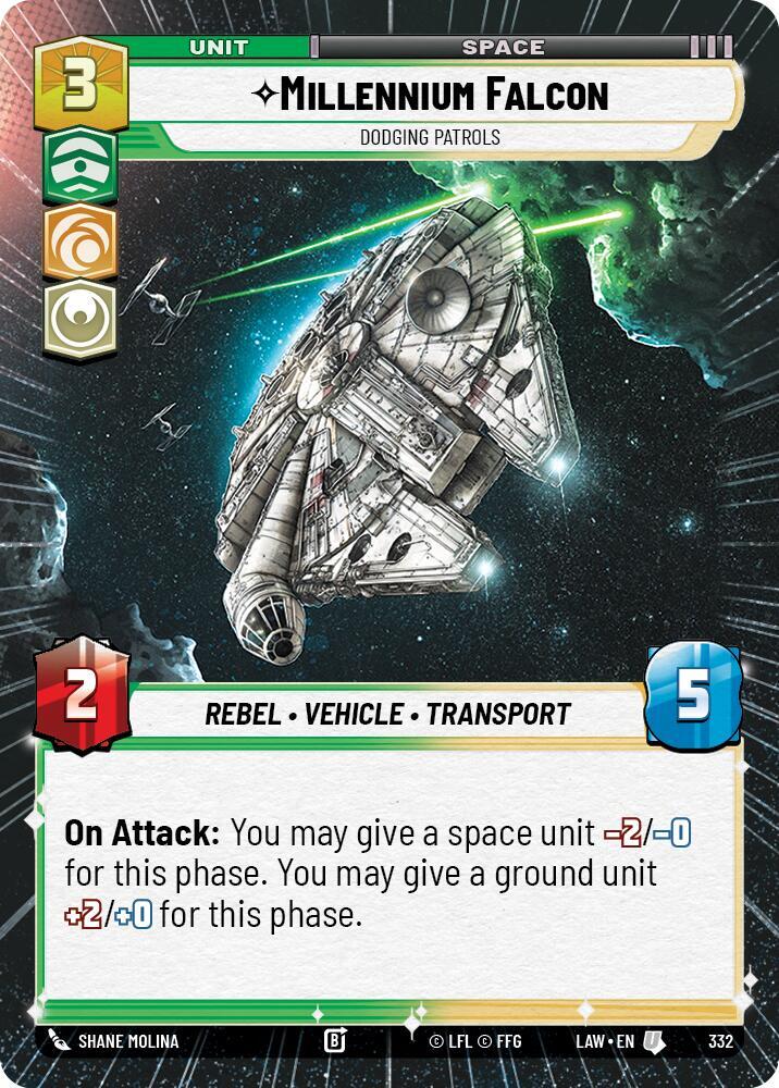 Star Wars: Unlimited A Lawless Time Millennium Falcon - Dodgin Patrols (Hyperspace) 332 Uncommon Near Mint