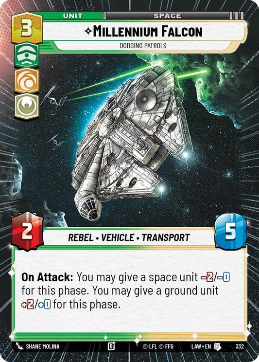 Star Wars: Unlimited A Lawless Time Millennium Falcon - Dodgin Patrols (Hyperspace) 332 Uncommon Near Mint