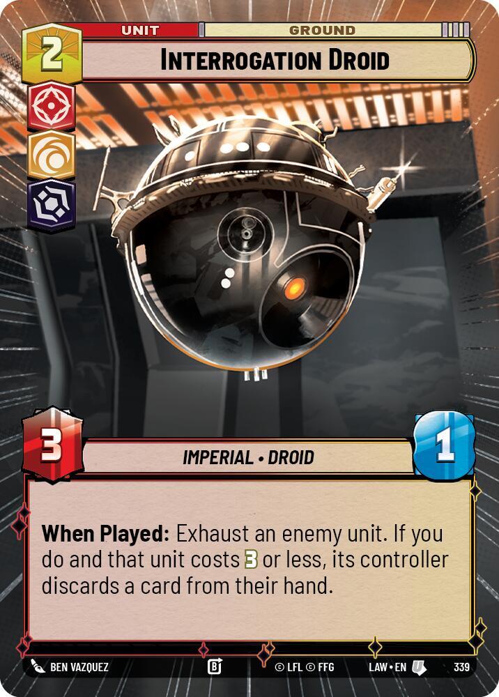 Star Wars: Unlimited A Lawless Time Interrogation Droid (Hyperspace) 339 Uncommon Near Mint