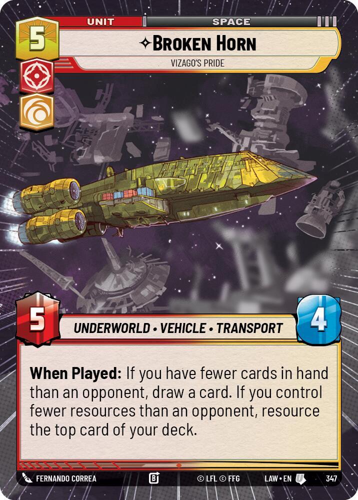 Star Wars: Unlimited A Lawless Time Broken Horn - Vizago's Pride (Hyperspace) 347 Uncommon Near Mint