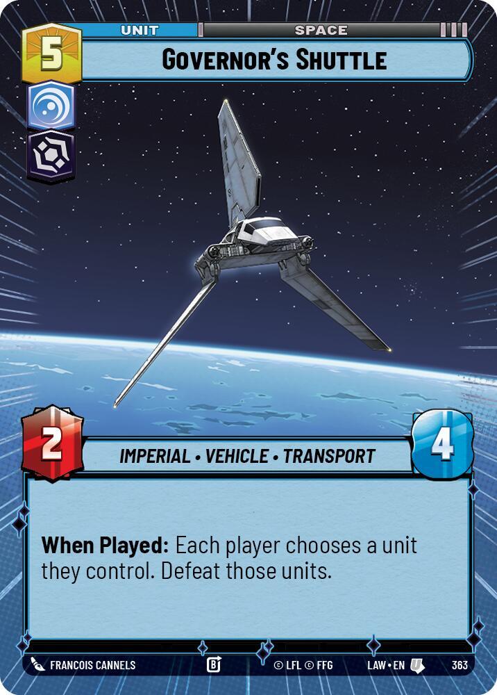 Star Wars: Unlimited A Lawless Time Governor's Shuttle (Hyperspace) 363 Uncommon Near Mint
