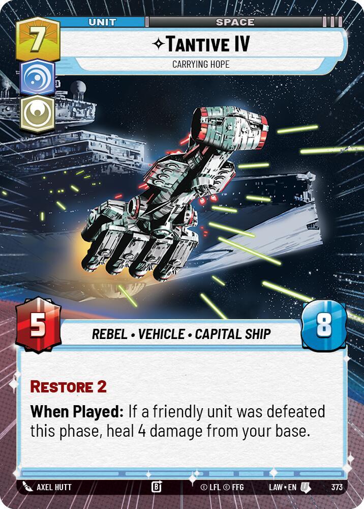 Star Wars: Unlimited A Lawless Time Tantive IV - Carrying Hope (Hyperspace) 373 Uncommon Near Mint