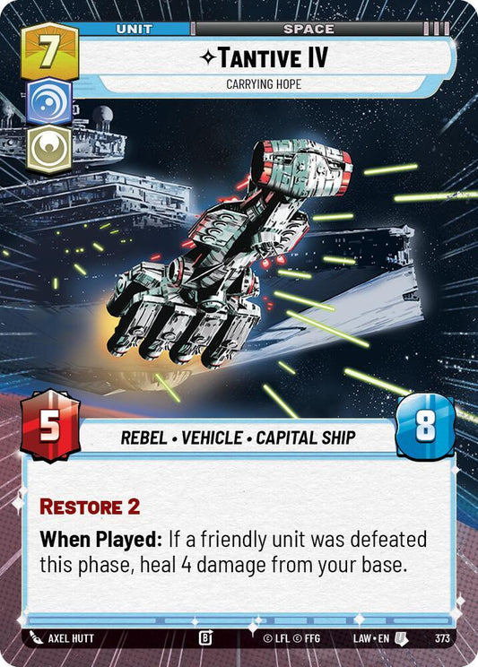 Star Wars: Unlimited A Lawless Time Tantive IV - Carrying Hope (Hyperspace) 373 Uncommon Near Mint