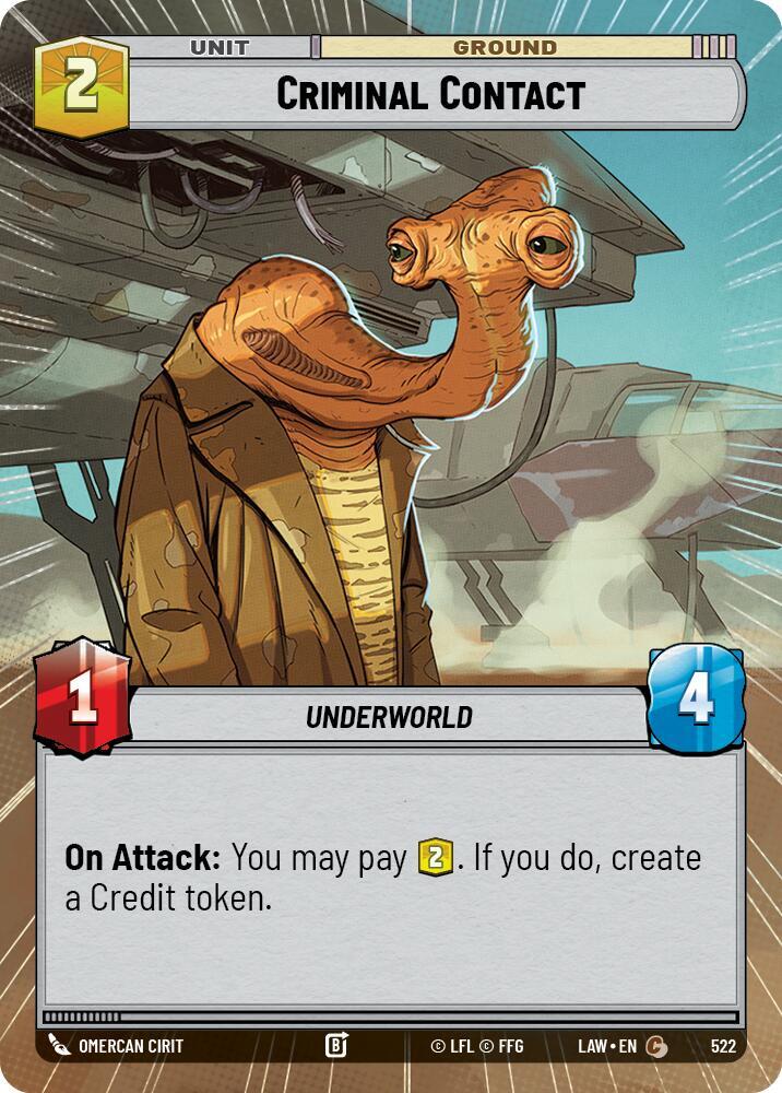 Star Wars: Unlimited A Lawless Time Criminal Contact (Hyperspace) 522 Common Near Mint