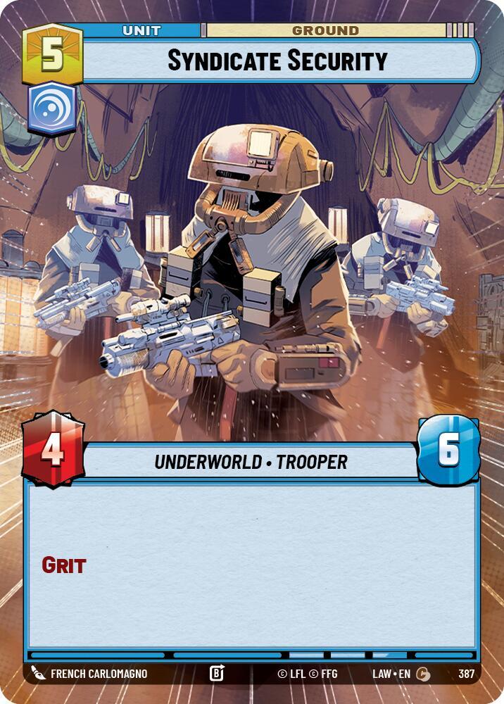 Star Wars: Unlimited A Lawless Time Syndicate Security (Hyperspace) 387 Common Near Mint