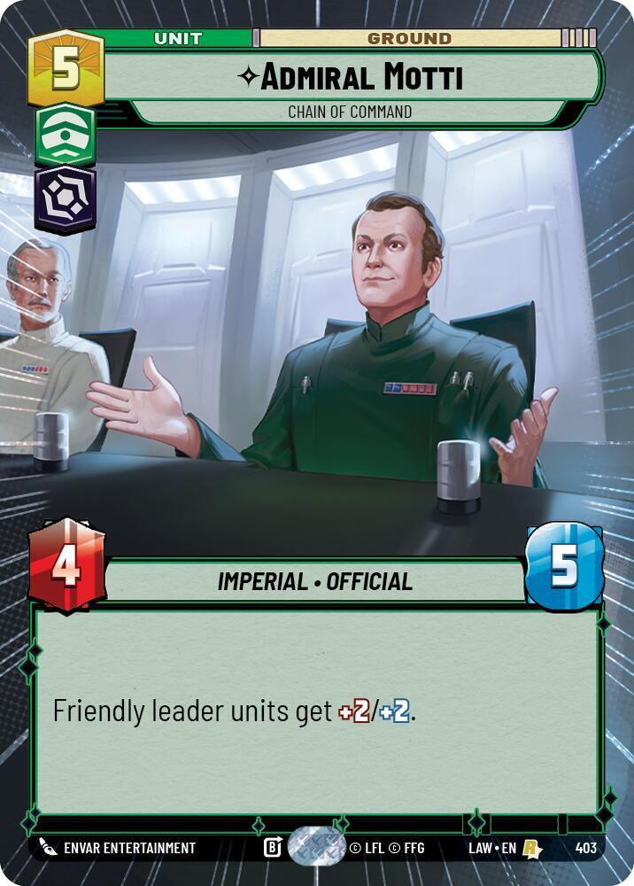 Star Wars: Unlimited A Lawless Time Admiral Motti - Chain of Command (Hyperspace) 403 Rare Near Mint