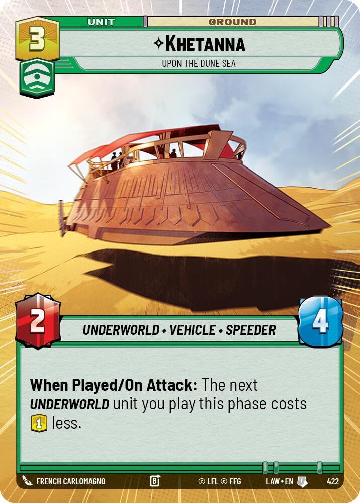 Star Wars: Unlimited A Lawless Time Khetanna - Upon the Dune Sea (Hyperspace) 422 Uncommon Near Mint