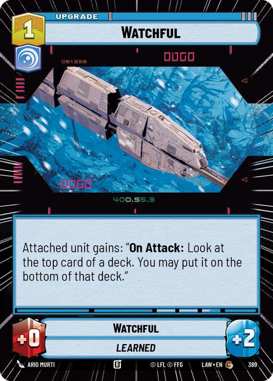 Star Wars: Unlimited A Lawless Time Watchful (Hyperspace) 389 Common Near Mint