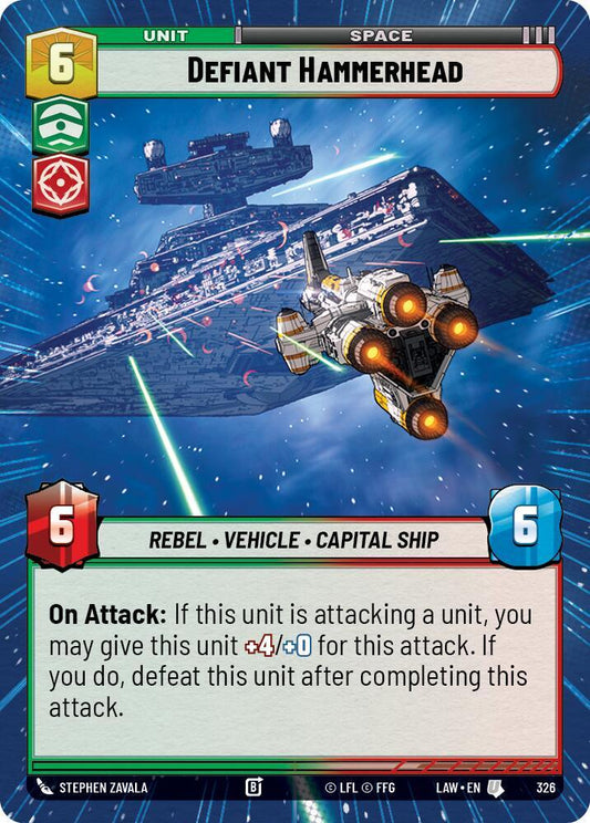 Star Wars: Unlimited A Lawless Time Defiant Hammerhead (Hyperspace) 326 Uncommon Near Mint