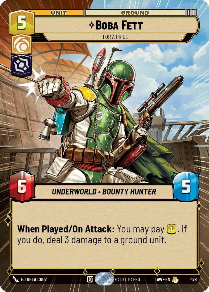 Star Wars: Unlimited A Lawless Time Boba Fett - For a Price (Hyperspace) 478 Rare Near Mint