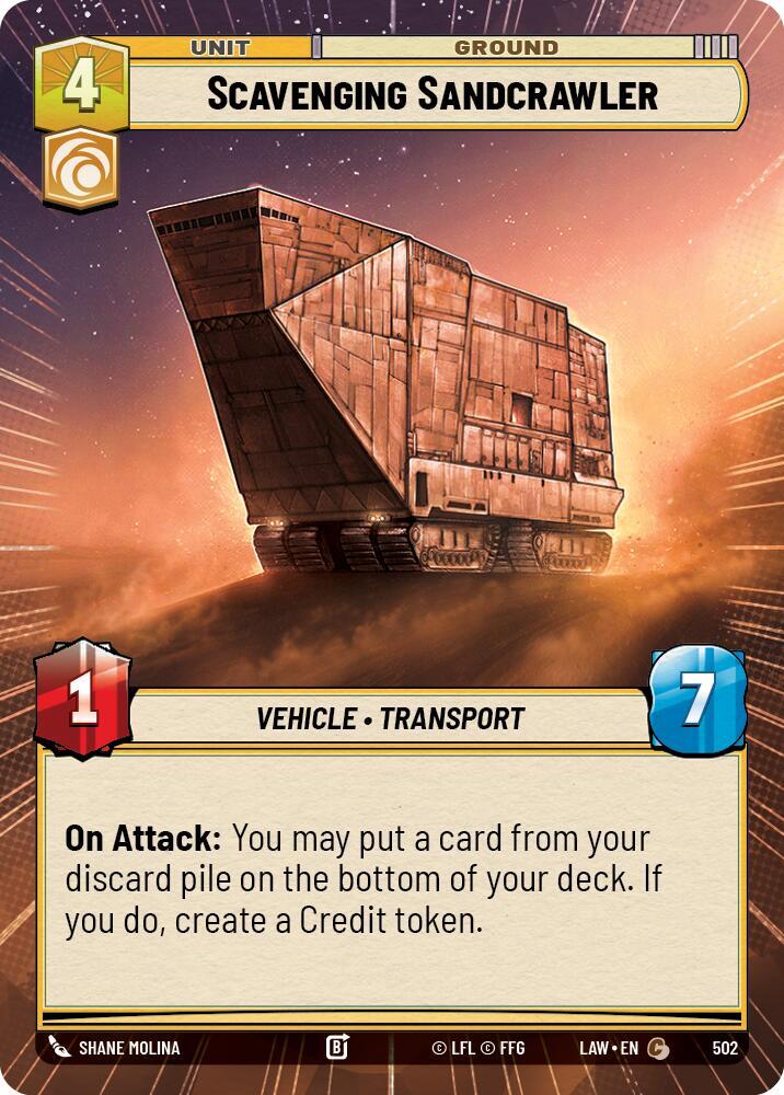 Star Wars: Unlimited A Lawless Time Scavenging Sandcrawler (Hyperspace) 502 Common Near Mint