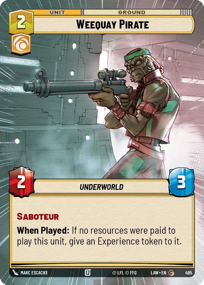 Star Wars: Unlimited A Lawless Time Weequay Pirate (Hyperspace) 495 Common Near Mint