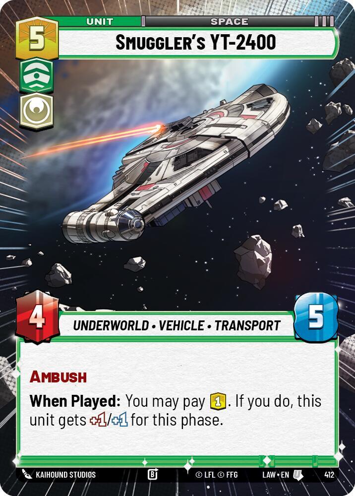 Star Wars: Unlimited A Lawless Time Smuggler's YT-2400 (Hyperspace) 412 Uncommon Near Mint