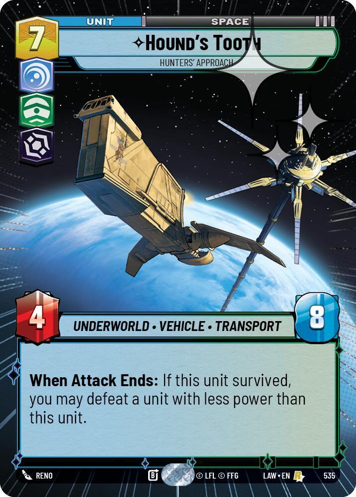 Star Wars: Unlimited A Lawless Time Hound's Tooth - Hunters' Approach (Hyperspace Foil) 535 Rare Near Mint Foil