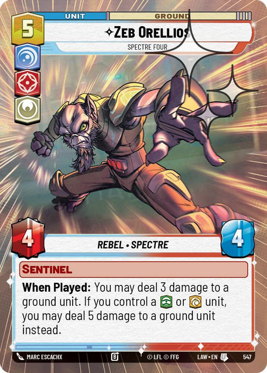 Star Wars: Unlimited A Lawless Time Zeb Orellios - Spectre Four (Hyperspace Foil) 547 Uncommon Near Mint Foil