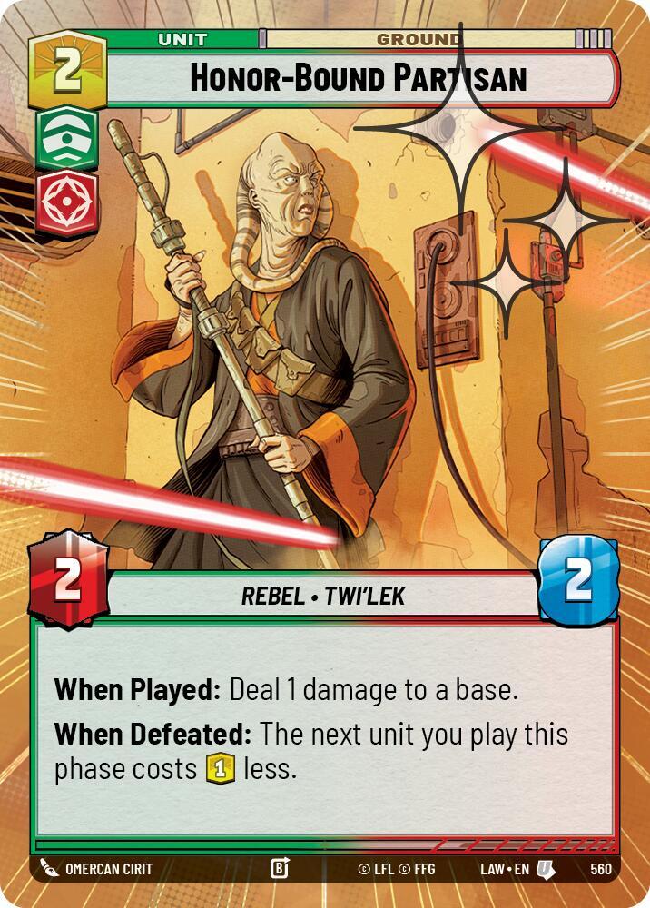 Star Wars: Unlimited A Lawless Time Honor-Bound Partisan (Hyperspace Foil) 560 Uncommon Near Mint Foil