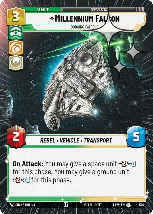 Star Wars: Unlimited A Lawless Time Millennium Falcon - Dodgin Patrols (Hyperspace Foil) 570 Uncommon Near Mint Foil