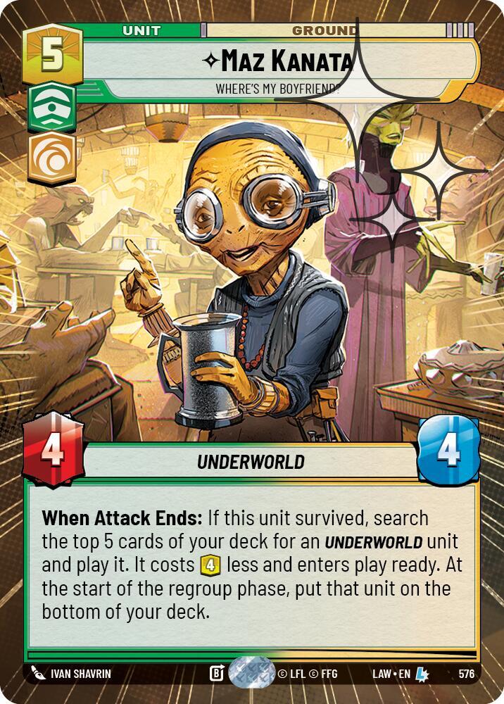 Star Wars: Unlimited A Lawless Time Maz Kanata - Where's My Boyfriend? (Hyperspace Foil) 576 Legendary Near Mint Foil