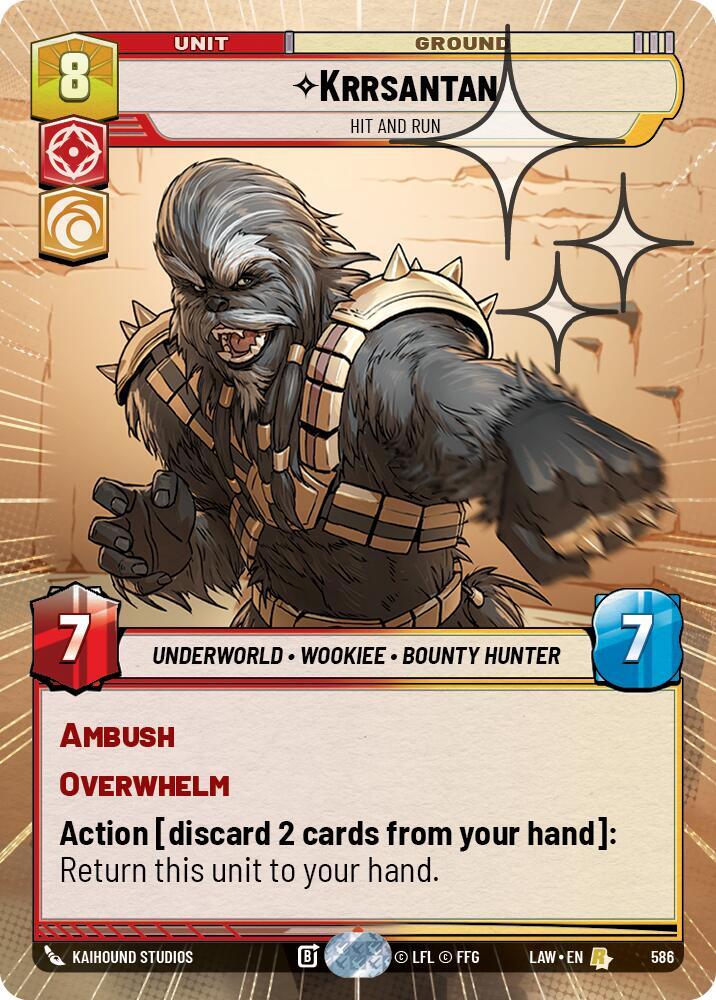 Star Wars: Unlimited A Lawless Time Krrsantan - Hit and Run (Hyperspace Foil) 586 Rare Near Mint Foil