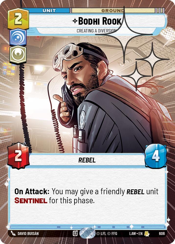 Star Wars: Unlimited A Lawless Time Bodhi Rook - Creating a Diversion (Hyperspace Foil) 606 Rare Near Mint Foil