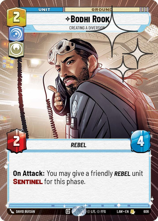 Star Wars: Unlimited A Lawless Time Bodhi Rook - Creating a Diversion (Hyperspace Foil) 606 Rare Near Mint Foil