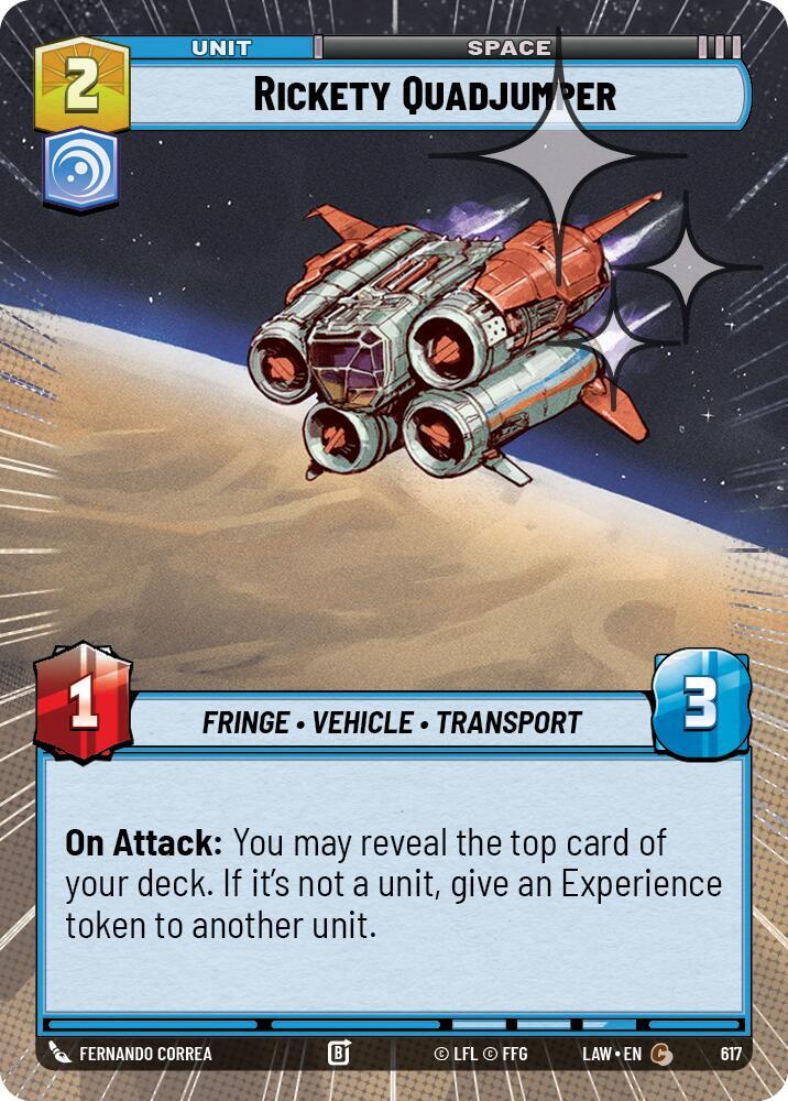 Star Wars: Unlimited A Lawless Time Rickety Quadjumper (Hyperspace Foil) 617 Common Near Mint Foil