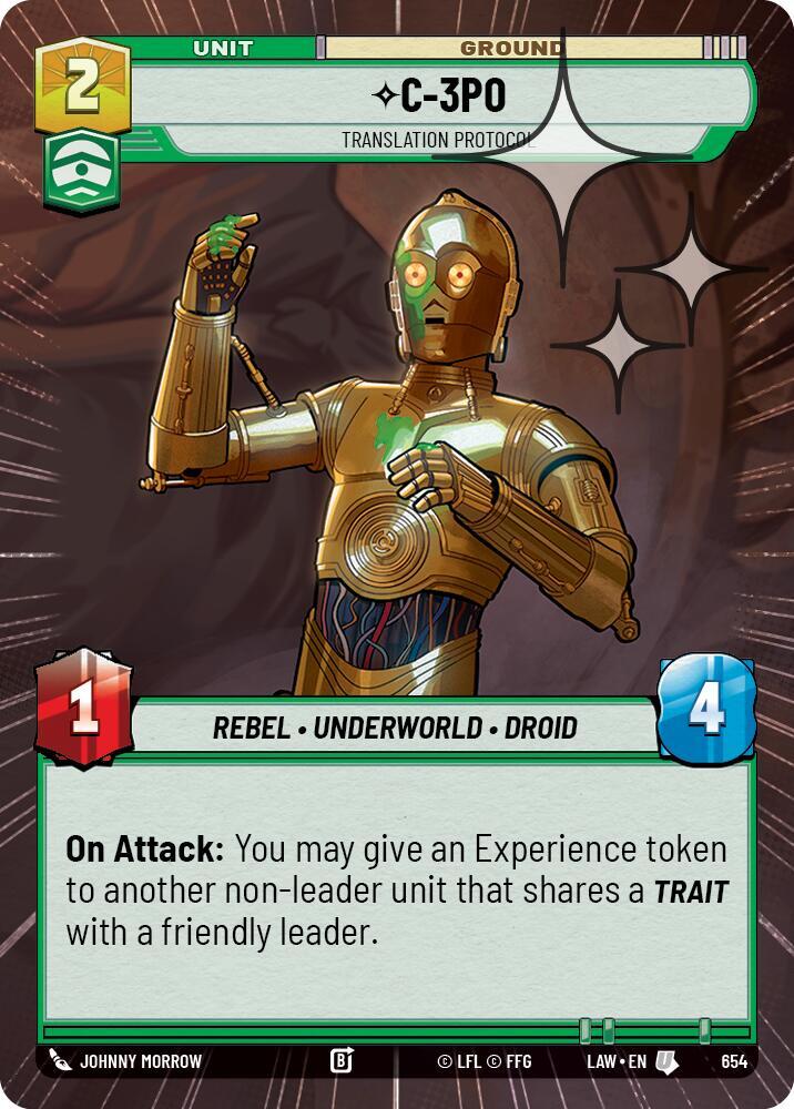 Star Wars: Unlimited A Lawless Time C-3PO - Translation Protocol (Hyperspace Foil) 654 Uncommon Near Mint Foil