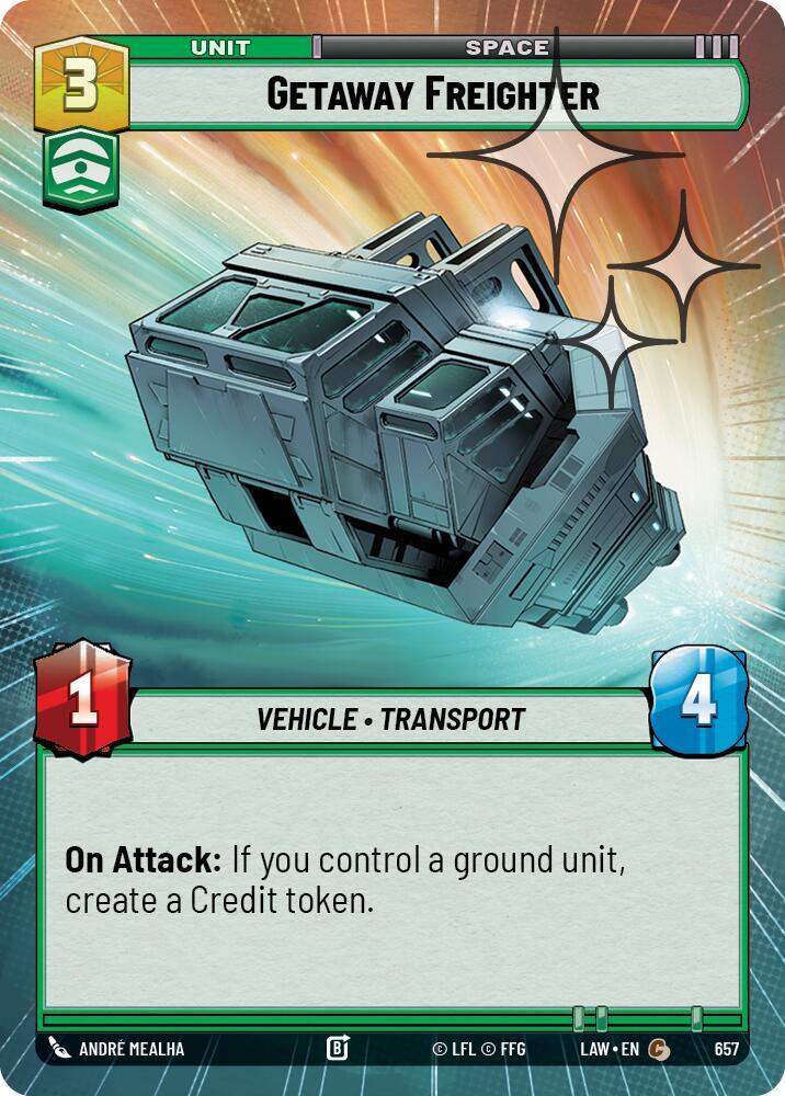 Star Wars: Unlimited A Lawless Time Getaway Freighter (Hyperspace Foil) 657 Common Near Mint Foil