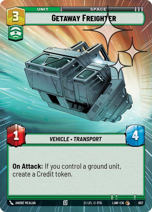 Star Wars: Unlimited A Lawless Time Getaway Freighter (Hyperspace Foil) 657 Common Near Mint Foil
