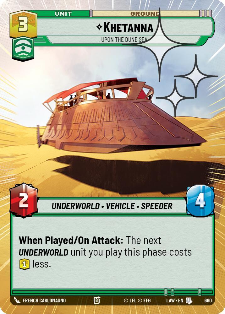 Star Wars: Unlimited A Lawless Time Khetanna - Upon the Dune Sea (Hyperspace Foil) 660 Uncommon Near Mint Foil