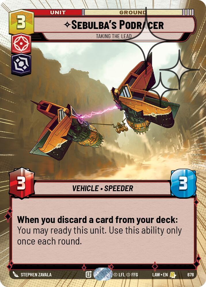 Star Wars: Unlimited A Lawless Time Sebulba's Podracer - Taking the Lead (Hyperspace Foil) 678 Rare Near Mint Foil