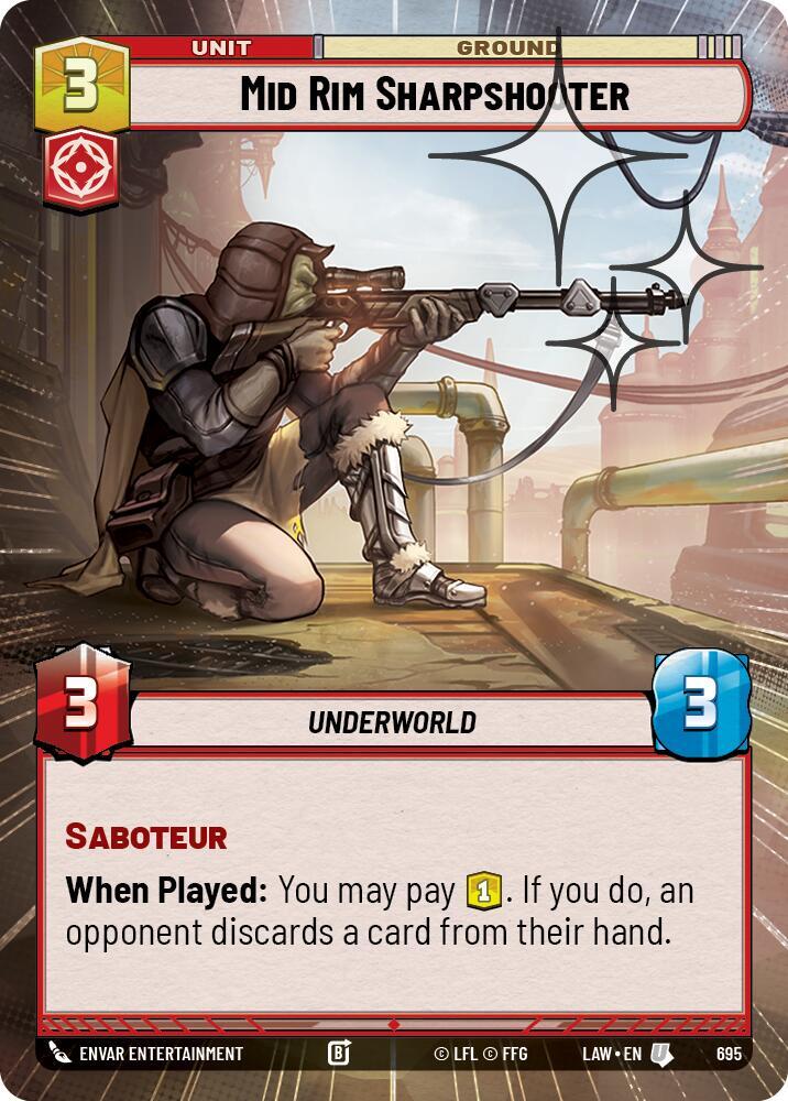 Star Wars: Unlimited A Lawless Time Mid Rim Sharpshooter (Hyperspace Foil) 695 Uncommon Near Mint Foil