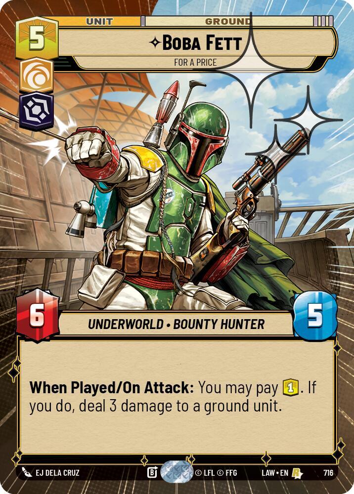 Star Wars: Unlimited A Lawless Time Boba Fett - For a Price (Hyperspace Foil) 716 Rare Near Mint Foil