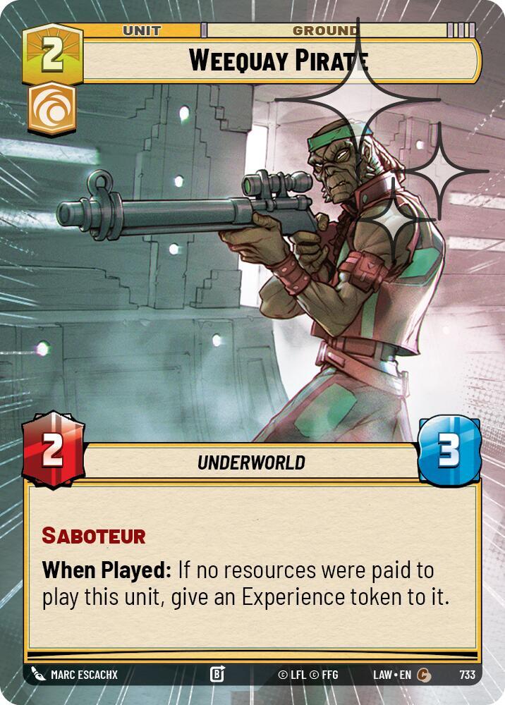 Star Wars: Unlimited A Lawless Time Weequay Pirate (Hyperspace Foil) 733 Common Near Mint Foil