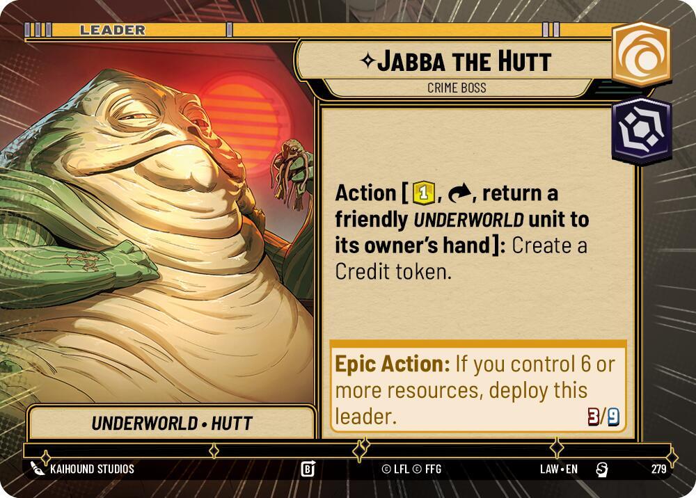Star Wars: Unlimited A Lawless Time Jabba the Hutt - Crime Boss (Hyperspace) 279 Special Near Mint