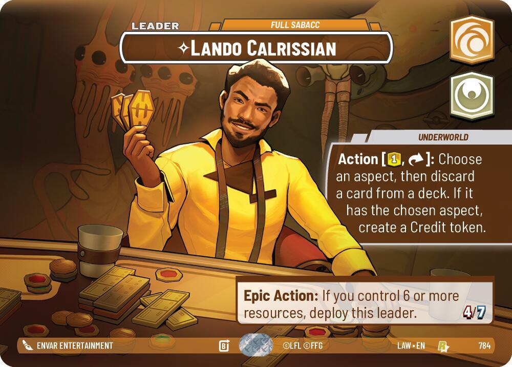 Star Wars: Unlimited A Lawless Time Lando Calrissian - Full Sabacc (Showcase) 784 Rare Near Mint Foil