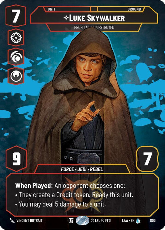 Star Wars: Unlimited A Lawless Time Luke Skywalker - Profit or Be Destroyed (Prestige) 806 Legendary Near Mint