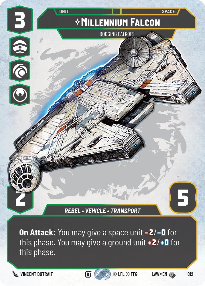 Star Wars: Unlimited A Lawless Time Millennium Falcon - Dodging Patrols (Prestige) 812 Uncommon Near Mint