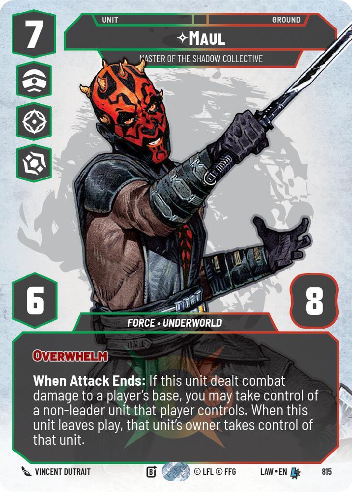 Star Wars: Unlimited A Lawless Time Maul - Master of the Shadow Collective (Prestige) 815 Legendary Near Mint