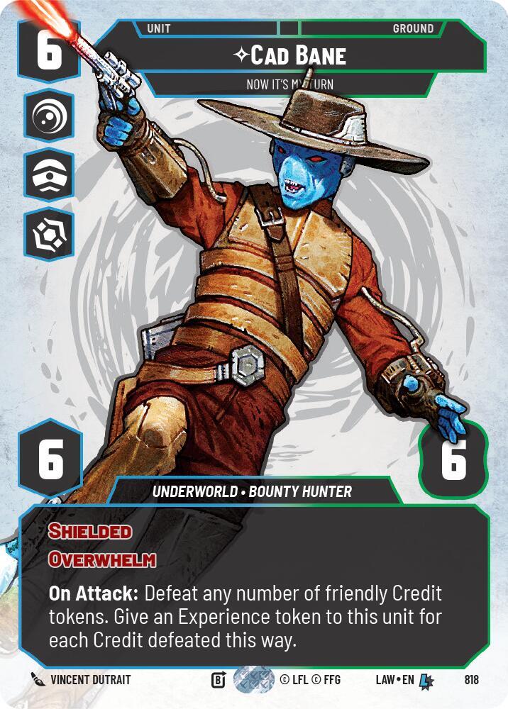 Star Wars: Unlimited A Lawless Time Cade Bane - Now It's My Turn (Prestige) 818 Legendary Near Mint