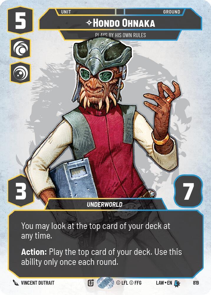 Star Wars: Unlimited A Lawless Time Hondo Ohnaka - Plays By His Own Rules (Prestige) 819 Legendary Near Mint