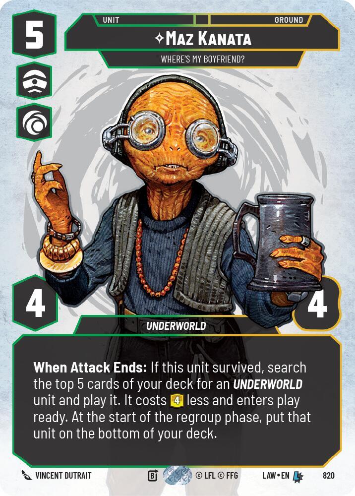 Star Wars: Unlimited A Lawless Time Maz Kanata - Where's My Boyfriend? (Prestige) 820 Legendary Near Mint