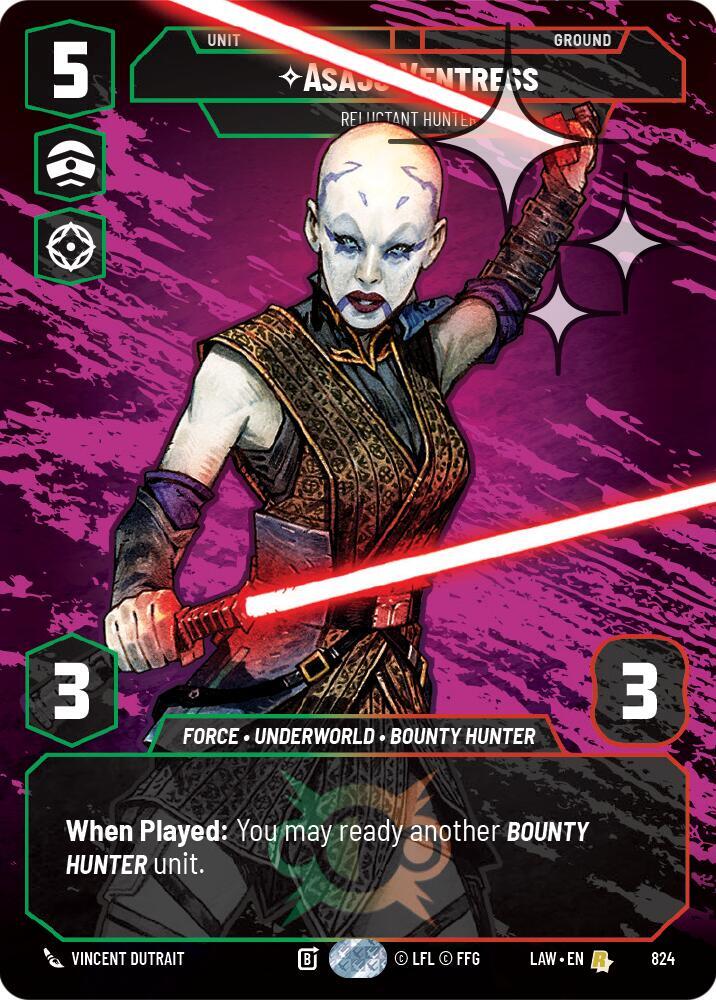 Star Wars: Unlimited A Lawless Time Asajj Ventress - Reluctant Hunter (Prestige Foil) 824 Rare Near Mint Foil