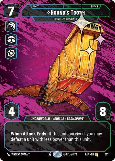 Star Wars: Unlimited A Lawless Time Hound's Tooth - Hunters' Approach (Prestige Foil) 827 Rare Near Mint Foil