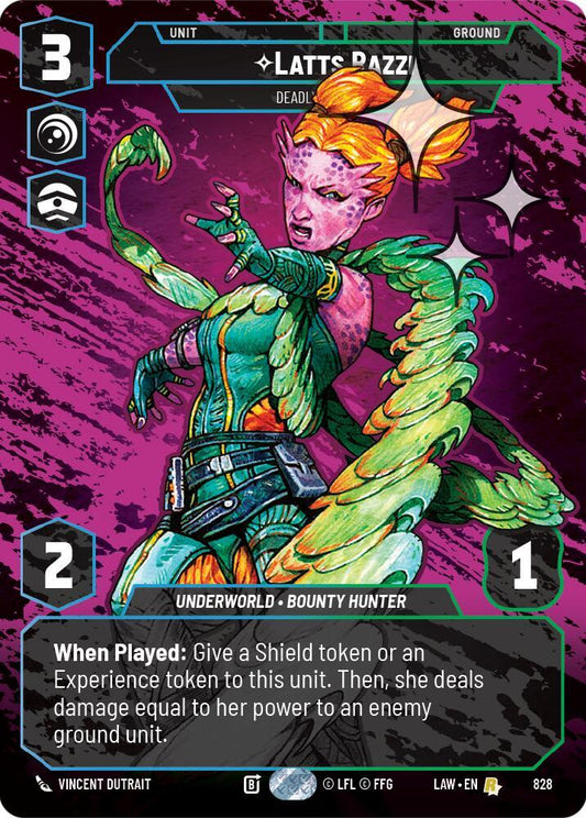 Star Wars: Unlimited A Lawless Time Latts Razzi - Deadly Whipmaster (Prestige Foil) 828 Rare Near Mint Foil