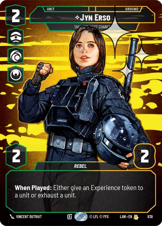 Star Wars: Unlimited A Lawless Time Jyn Erso - Take the Next Chance (Prestige Foil) 839 Rare Near Mint Foil