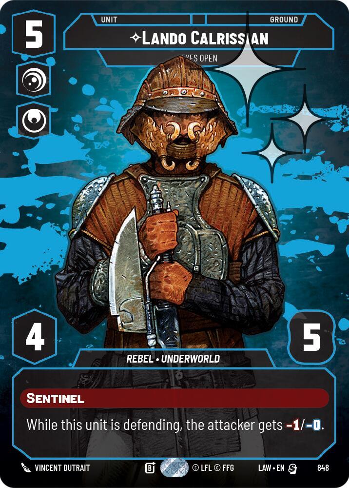 Star Wars: Unlimited A Lawless Time Lando Calrissian - Eyes Open (Prestige Foil) 848 Special Near Mint Foil